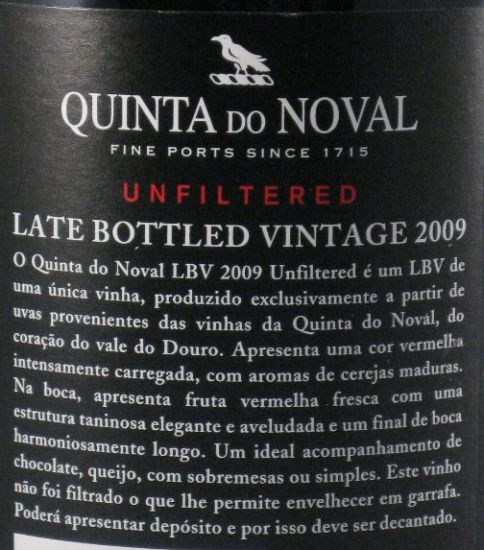 2009 Noval LBV Não Filtrado Porto