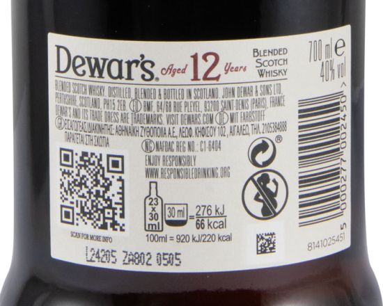 Dewar's 12 anos c/Copo