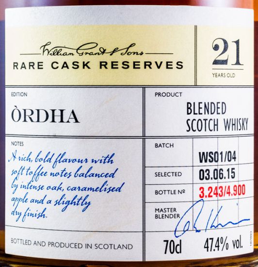 Ordha Rare Cask Reserves 21 anos
