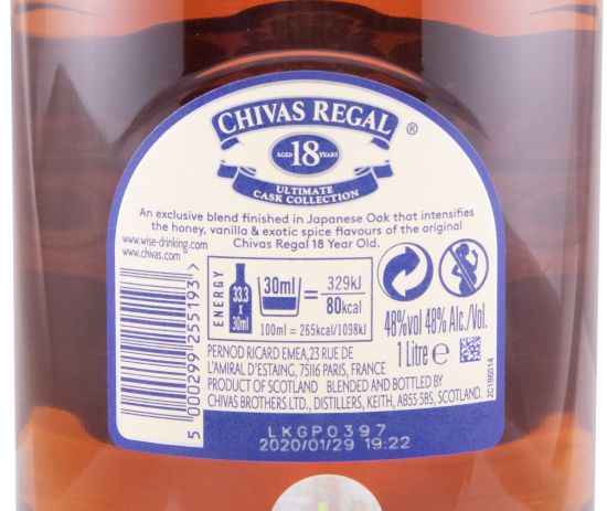 Chivas Regal Ultimate Cask Collection Japonese Oak Edição Limitada 18 anos 1L