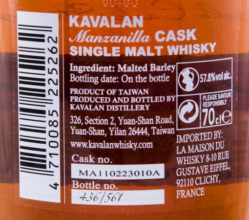 Kavalan Solist Manzanilla Single Cask Strength