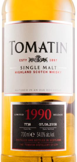 1990 Tomatin Limited Release Cask N.º 7738