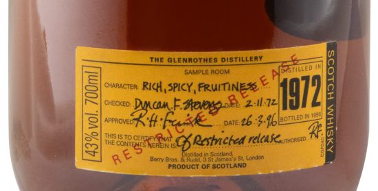1972 Glenrothes Restricted Release (engarrafado em 1996)