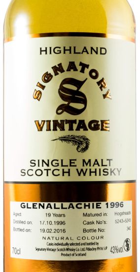 1996 Signatory Vintage Glenallachie 19 anos