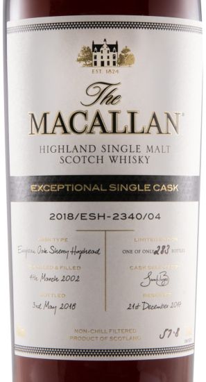 2018 Macallan Exceptional Single Cask