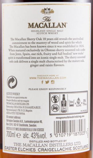 2020 Macallan 18 anos Sherry Cask