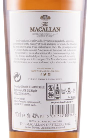 Macallan Double Cask 2022 Release 18 anos