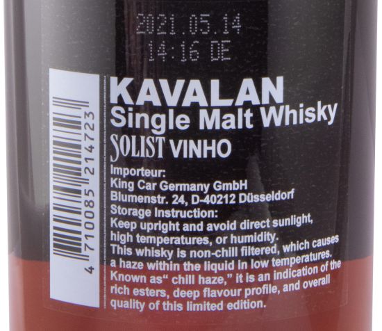 Kavalan Solist Vinho Barrique Cask Strength 54.8%