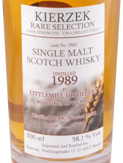 1989 Littlemill Kierzek Cask 3587 Cask Strength