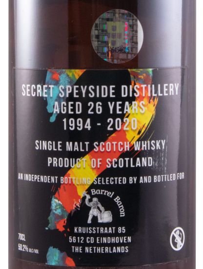 1994 The Barrel Baron Secret Speyside Distillery 26 anos (engarrafado em 2020)