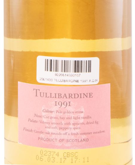 1991 A.D. Rattray Cask Colletion Tullibardine Cask Strength 25 anos
