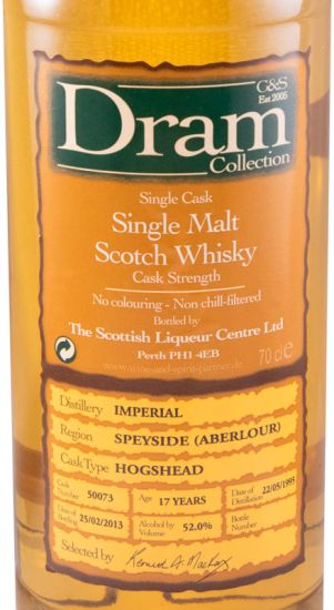1995 Dram Collection The Scottish Liqueur Centre Imperial 17 anos (engarrafado em 2013)