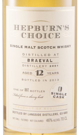 Hepburn's Choice Braeval 12 anos (engarrafado em 2013)