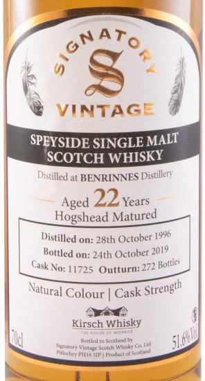 1996 Signatory Vintage Benrinnes 22 anos (engarrafado em 2019)
