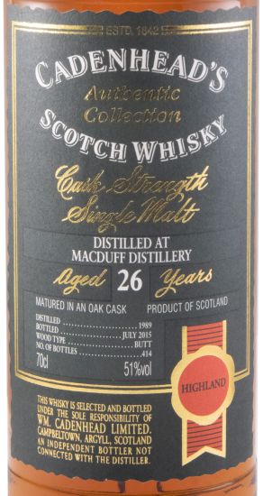 1989 Cadenhead's Macduff Cask Strength 26 years