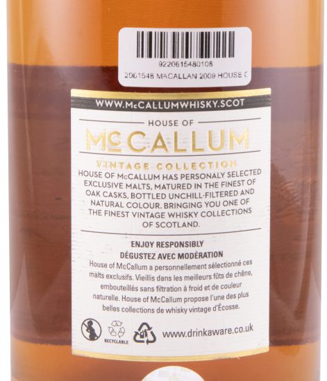 2009 House of McCallum Macallan Cask 9019 11 anos