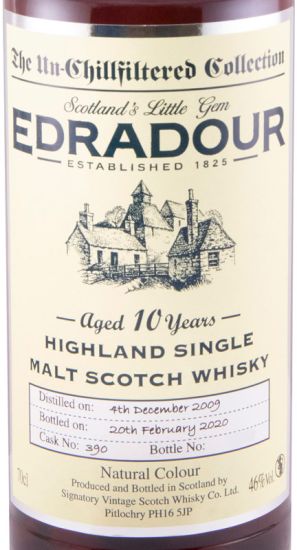 2009 Signatory Vintage Edradour The Un-Chillfiltered Collection Cask 390 10 anos