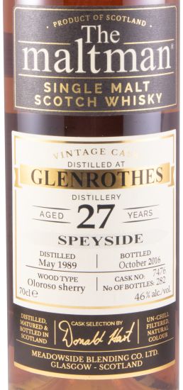 1989 The Maltman Glenrothes 27 anos (engarrafado em 2016)