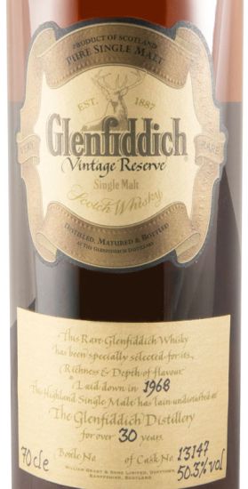 1968 Glenfiddich Vintage Reserve Cask N.º 13147 30 anos
