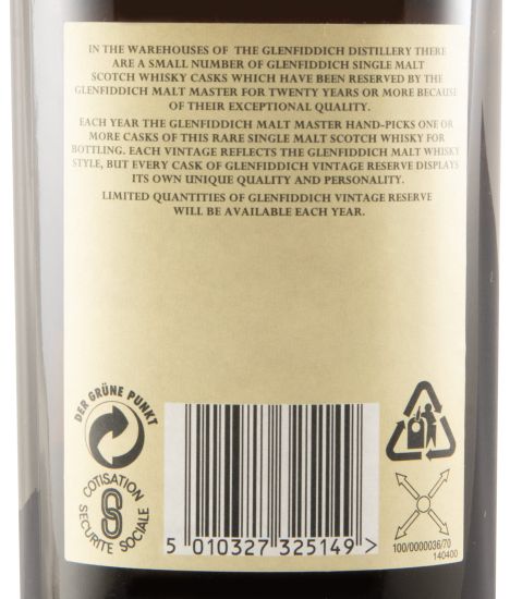 1968 Glenfiddich Vintage Reserve Cask N.º 13147 30 anos