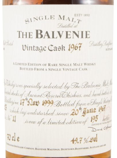 1967 Balvenie Vintage Cask N.º 9913 (garrafa n.º 11)