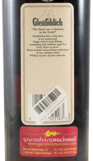 Glenfiddich Rare Collection 40 anos (garrafa nº 55 e sem caixa)