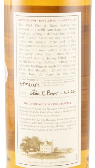 1988 Macallan Cask N.º 12202 23 anos (engarrafado em 2011)