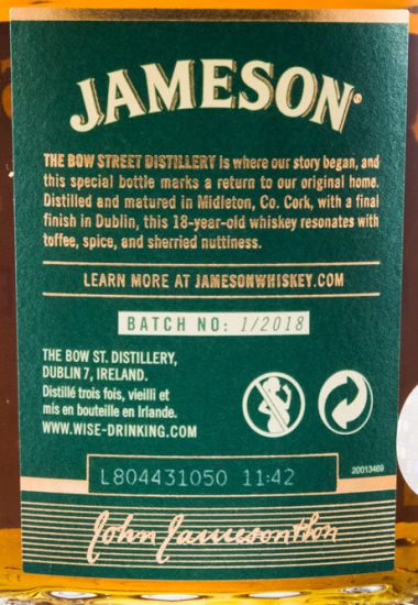 Jameson Bow Street Cask Strength 18 years