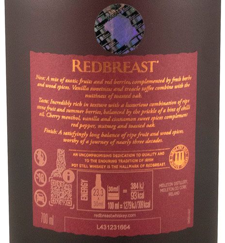 Redbreast Port Pipe Single Pot Still 27 anos