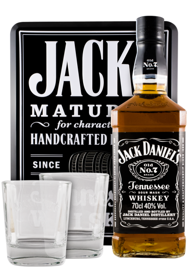 Jack Daniel's c/ 2 Copos (caixa em metal)