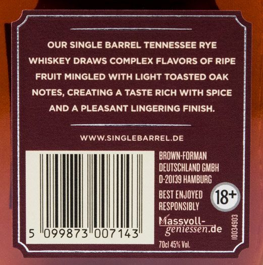 Jack Daniel's Single Barrel Rye