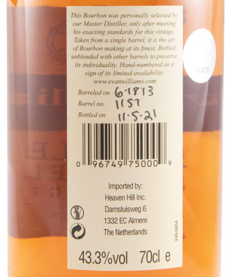 2013 Evan Williams Single Barrel Vintage