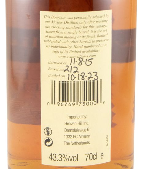2015 Evan Williams Vintage Single Barrel