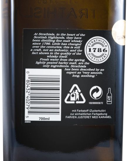 Strasthisla 12 years Old Label