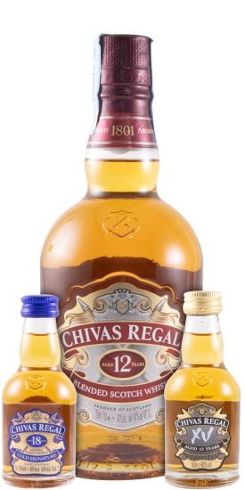Chivas Regal 12 anos (c/2 Miniaturas Chivas Regal XV & Chivas Regal 18 anos)