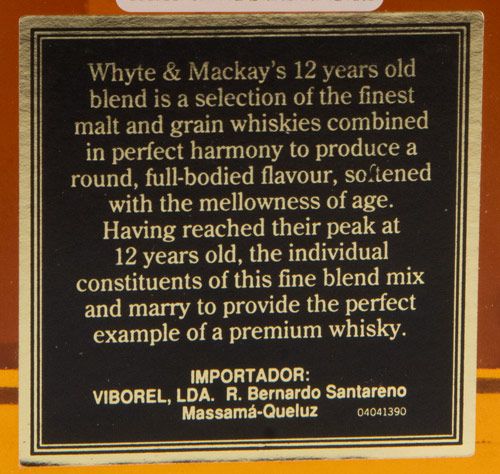 Whyte & Mackay 12 anos (garrafa retangular)