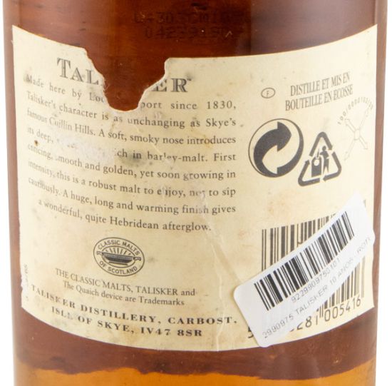 Talisker 10 anos (rótulo danificado)