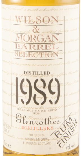 1989 Wilson & Morgan Glenrothes Barrel Selection Rum Finish (engarrafado em 2003)