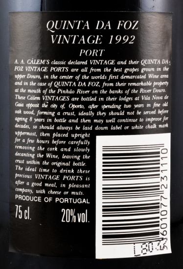 1992 Cálem Quinta da Foz Vintage Porto
