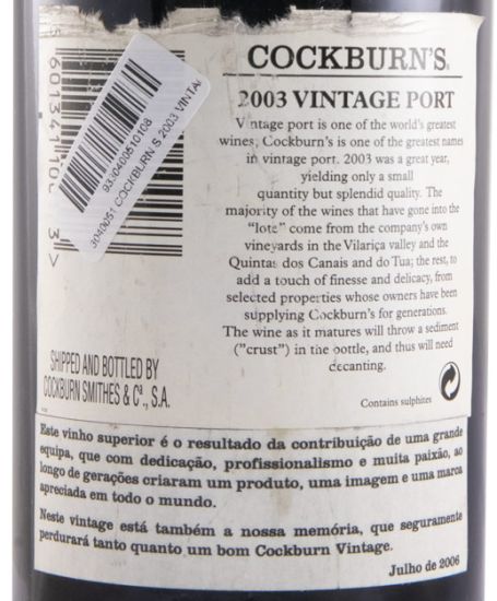 2003 Cockburn's Vintage Porto