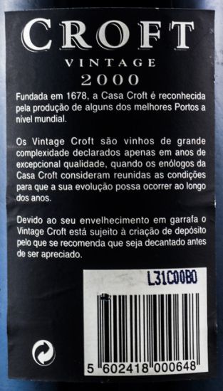 2000 Croft Vintage Porto