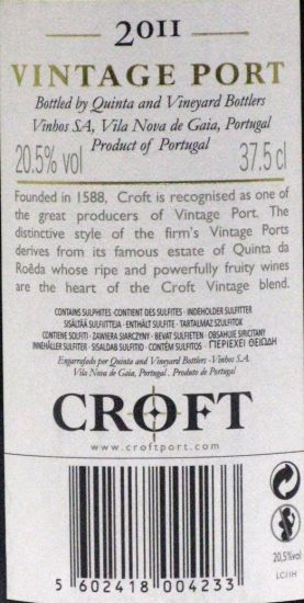 2011 Croft Vintage Porto 37,5 cl
