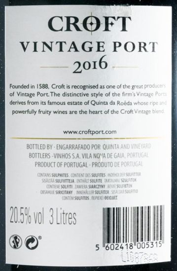 2016 Croft Vintage Porto 3L