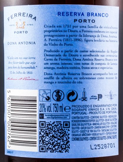 Ferreira Dona Antónia Branco Reserva Port c/Cálice