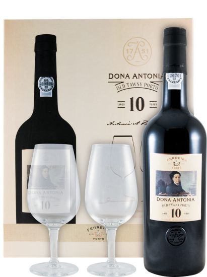 Ferreira Dona Antónia 10 years w/ 2 Glasses Port