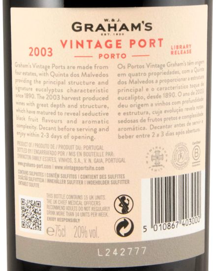 2003 Graham's Library Release Vintage Porto