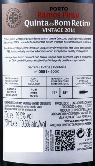 2014 Ramos Pinto Quinta do Bom Retiro Vintage Porto