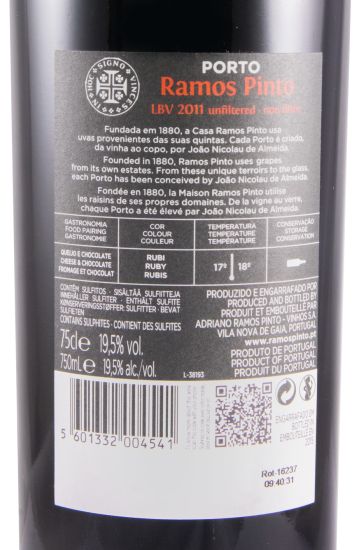 2011 Ramos Pinto LBV Unfiltered Port