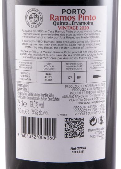 2020 Ramos Pinto Quinta de Ervamoira Vintage Porto