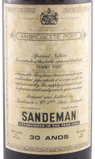 Sandeman Ambrosette 30 anos Porto (engarrafado em 1977)